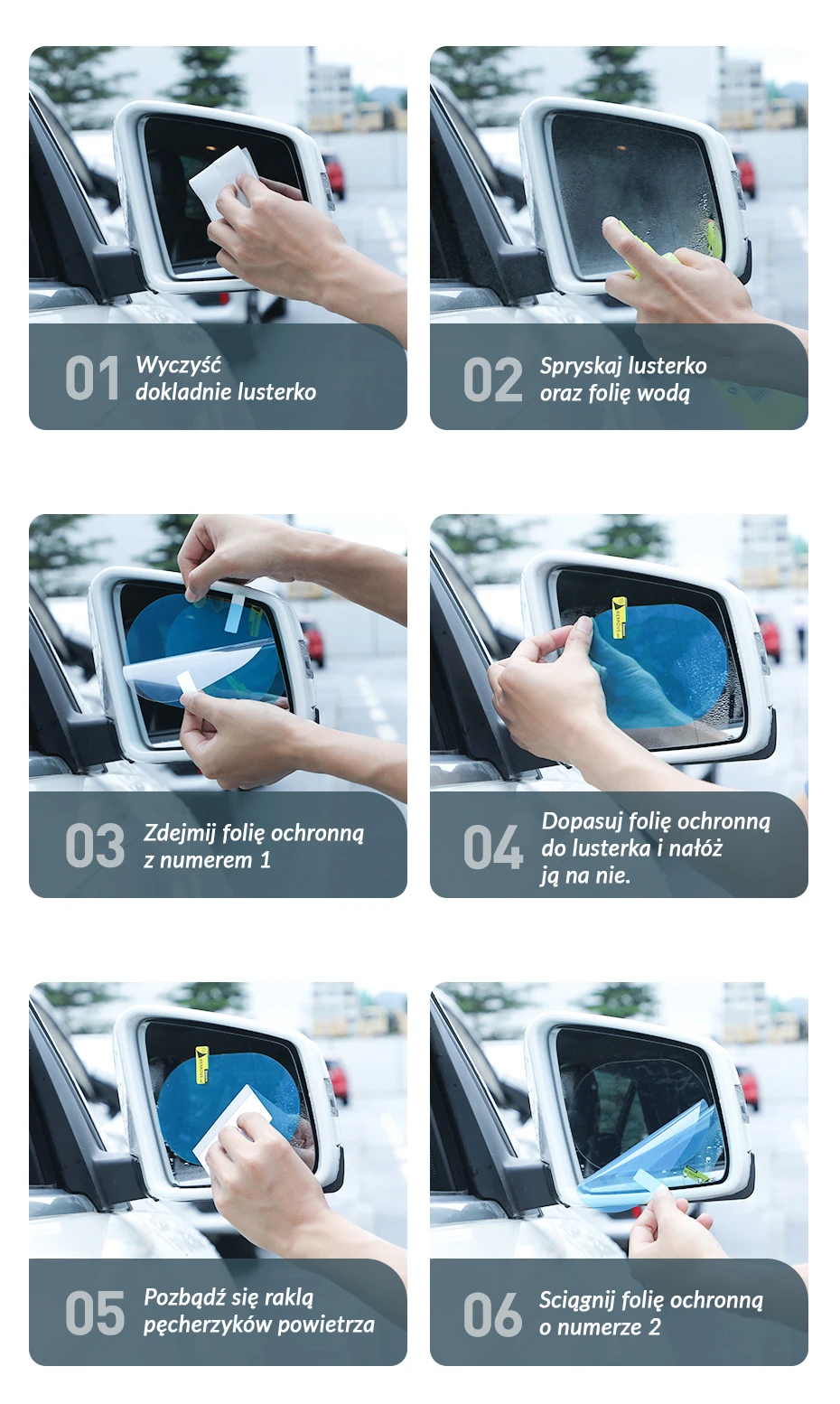Plėvelė nuo lietaus automobilio veidrodžiui Baseus 2vnt aprašymas - Prekės nuotrauka Plėvelė nuo lietaus automobilio veidrodžiui Baseus 2vnt aprašymas - Prekės nuotrauka