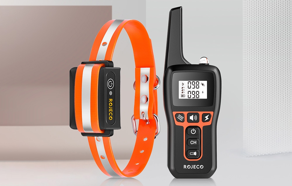 Rojeco 1000m elektrinis lojimo antkaklis PD529 (oranžinis) aprašymas - Prekės nuotrauka