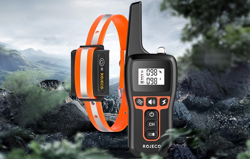 Rojeco 1000m elektrinis lojimo antkaklis PD529 (oranžinis) aprašymas - Prekės nuotrauka