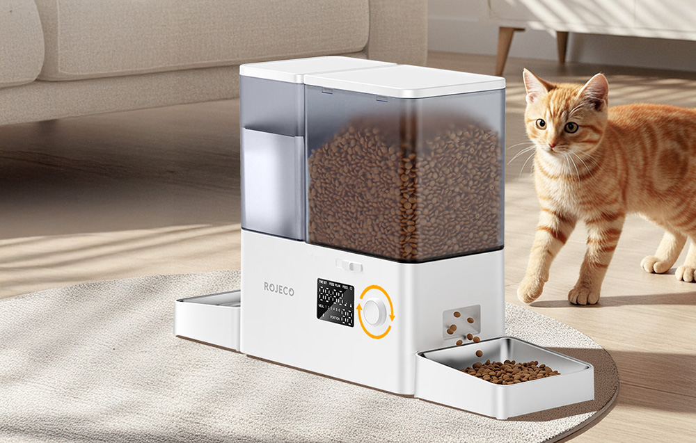 Rojeco 2 in 1 Pet Vanduo Fountain 3.5L & Feeder 5L Button Verson (baltas) aprašymas - Prekės nuotrauka