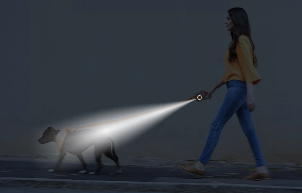 Rojeco Dog automatinis pavadėlis LED 5 m (balta ir oranžinė) aprašymas - Prekės nuotrauka Rojeco Dog automatinis pavadėlis LED 5 m (balta ir oranžinė) aprašymas - Prekės nuotrauka