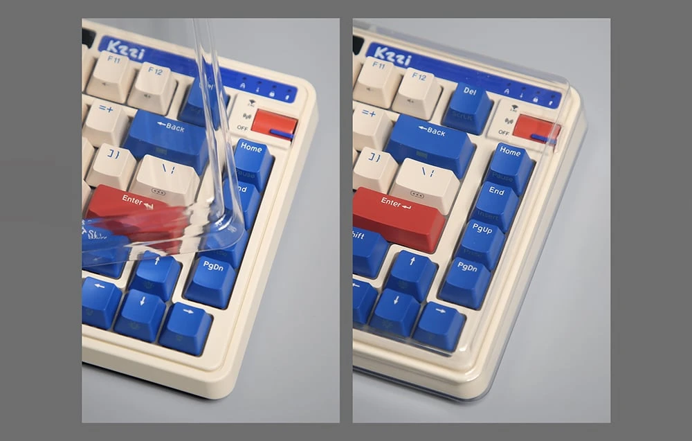 Mechaninė klaviatūra Royal Kludge KZZI K75 pro RGB, momentinis jungiklis (retro mėlynas) aprašymas - Prekės nuotrauka Mechaninė klaviatūra Royal Kludge KZZI K75 pro RGB, momentinis jungiklis (retro mėlynas) aprašymas - Prekės nuotrauka