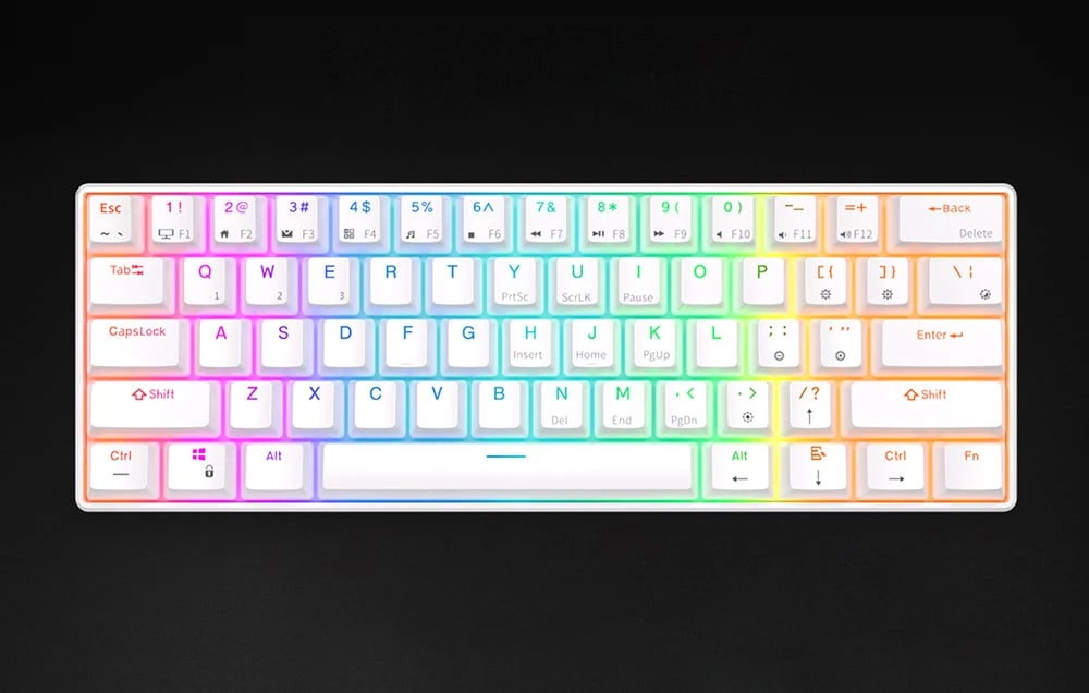 Royal Kludge RK61 TKL Klaviatūra | 60%, Hot-swap, Raudona Switches, JAV, balta aprašymas - Prekės nuotrauka Royal Kludge RK61 TKL Klaviatūra | 60%, Hot-swap, Raudona Switches, JAV, balta aprašymas - Prekės nuotrauka