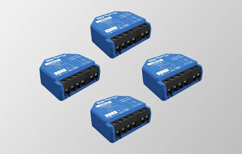 Shelly 1 Gen3 rinkinys iš 4 WiFi/Bluetooth valdiklių aprašymas - Prekės nuotrauka Shelly 1 Gen3 rinkinys iš 4 WiFi/Bluetooth valdiklių aprašymas - Prekės nuotrauka