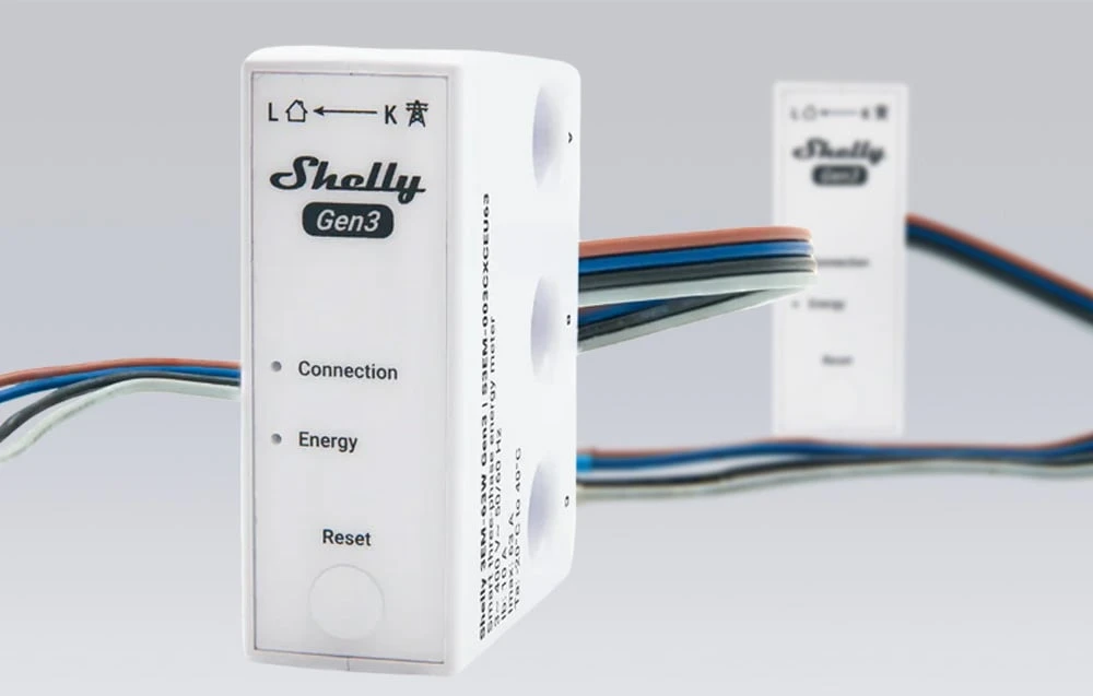 Shelly 3EM-63W Gen3 elektros sąnaudų skaitiklis aprašymas - Prekės nuotrauka Shelly 3EM-63W Gen3 elektros sąnaudų skaitiklis aprašymas - Prekės nuotrauka