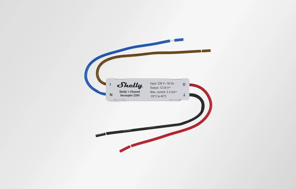 Shelly 1 kanalo keitiklis (decoupler) 230VAC i DC trigeri aprašymas - Prekės nuotrauka Shelly 1 kanalo keitiklis (decoupler) 230VAC i DC trigeri aprašymas - Prekės nuotrauka