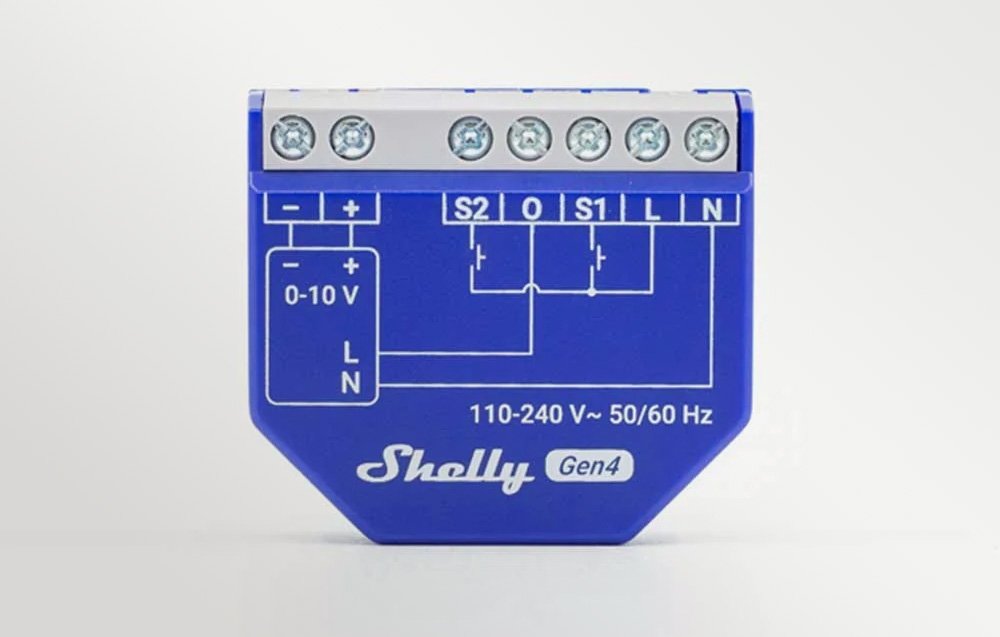 Shelly Dimmer 0/1-10V PM Gen4 šviesos intensyvuno valdiklis aprašymas - Prekės nuotrauka
