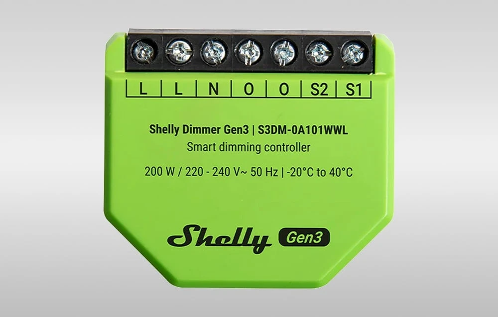 Shelly Dimmer GEN3 Išmanusis 1 kanalo wifi dimeris aprašymas - Prekės nuotrauka Shelly Dimmer GEN3 Išmanusis 1 kanalo wifi dimeris aprašymas - Prekės nuotrauka