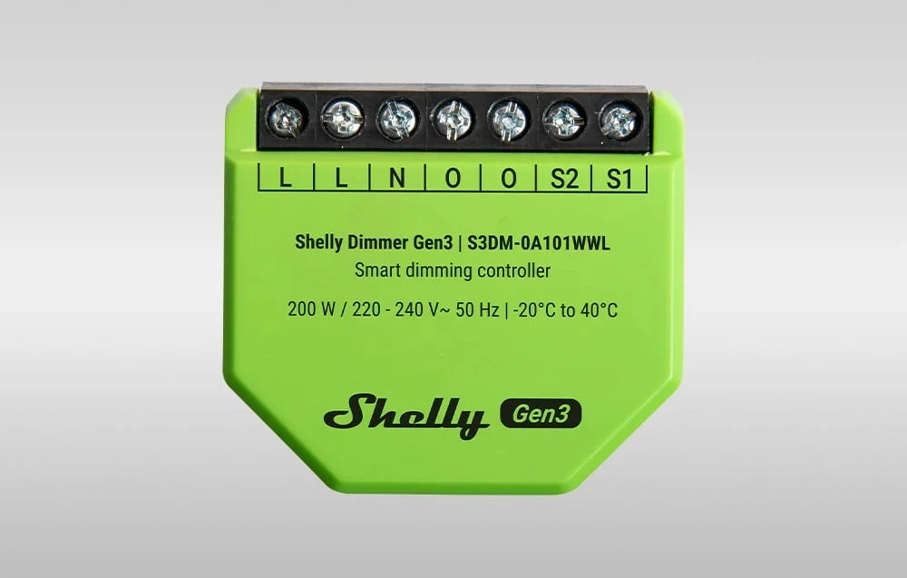 Shelly Dimmer GEN3 Išmanusis 1 kanalo wifi dimeris aprašymas - Prekės nuotrauka Shelly Dimmer GEN3 Išmanusis 1 kanalo wifi dimeris aprašymas - Prekės nuotrauka