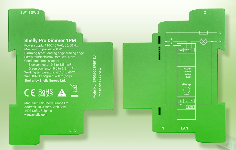 Shelly Pro Dimmer 1PM 1 kanalo pritemdymo modulis aprašymas - Prekės nuotrauka Shelly Pro Dimmer 1PM 1 kanalo pritemdymo modulis aprašymas - Prekės nuotrauka