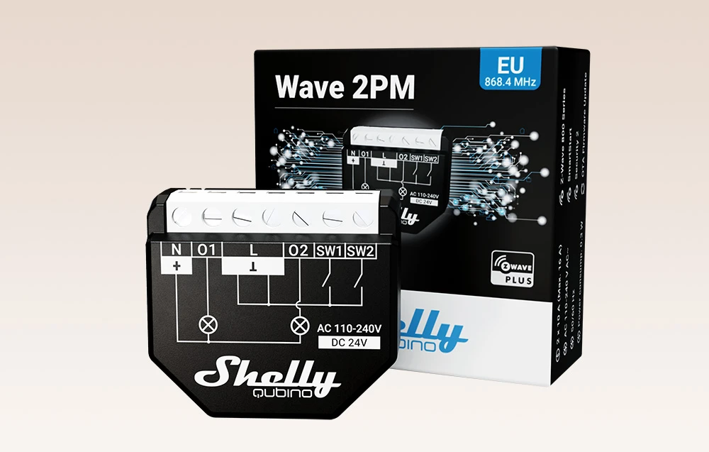 „Shelly Qubino Wave2pm“ valdiklis, 2 kanalų