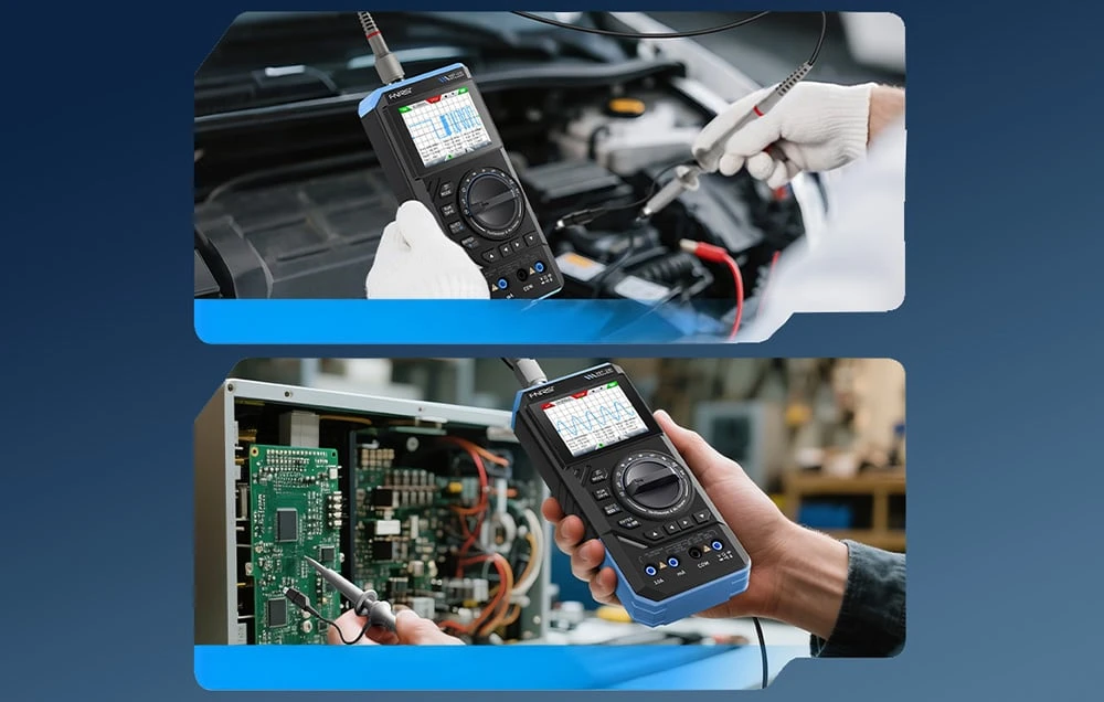 SigGen 3-in-1 FNIRSI DST-210 handheld digital multimeter with oscilloscope aprašymas - Prekės nuotrauka