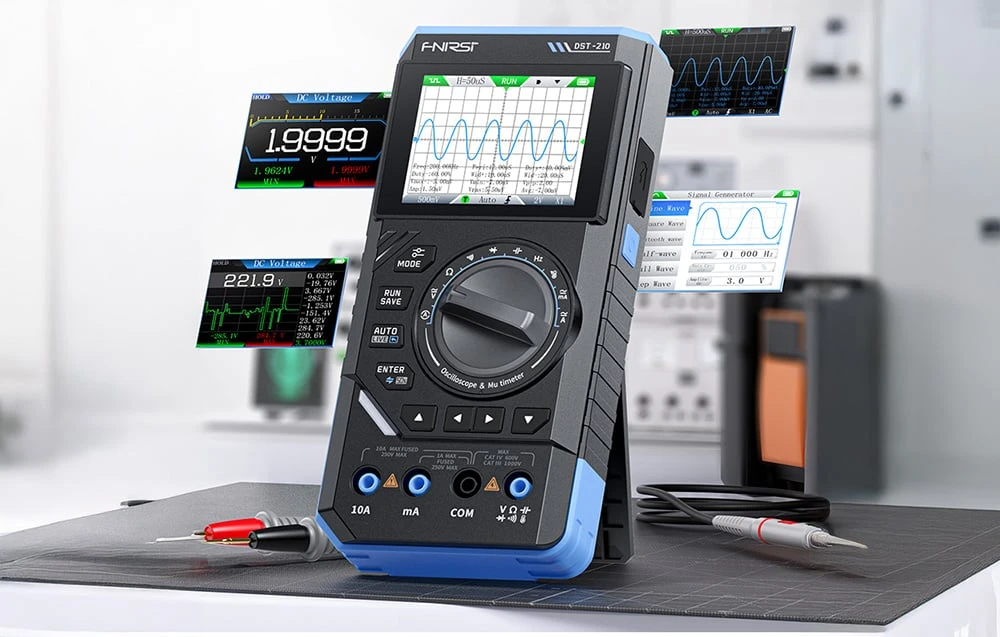 SigGen 3-in-1 FNIRSI DST-210 handheld digital multimeter with oscilloscope aprašymas - Prekės nuotrauka