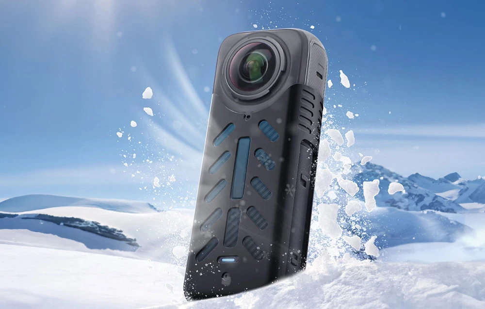 Silikoninis apsauginis dėklas + objektyvo dangtelis Sunnylife, skirtas Insta360 X4 (juodas) aprašymas - Prekės nuotrauka