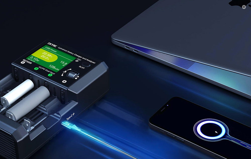 Baterijų Įkroviklis Ir Analizatorius - SkyRC MC5000 USB-C 4 Lizdų 5 A/2 A aprašymas - Prekės nuotrauka