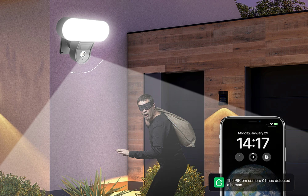 IP Smart FloodLight kamera Gosund IPC3, IP65 aprašymas - Prekės nuotrauka IP Smart FloodLight kamera Gosund IPC3, IP65 aprašymas - Prekės nuotrauka