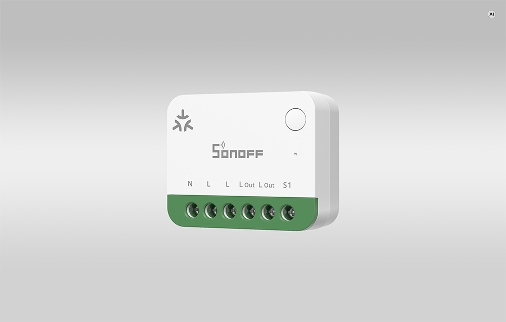 Išmanusis Jungiklis - SONOFF MINI-1GSP Wi‑Fi Matter Balta/Žalia aprašymas - Prekės nuotrauka