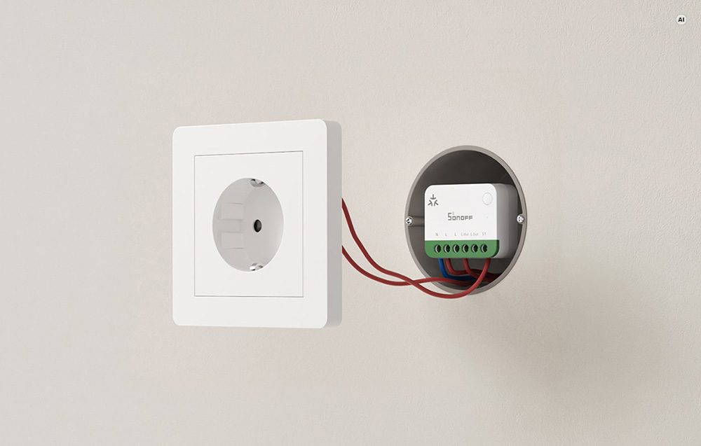 Išmanusis Jungiklis - SONOFF MINI-1GSP Wi‑Fi Matter Balta/Žalia aprašymas - Prekės nuotrauka