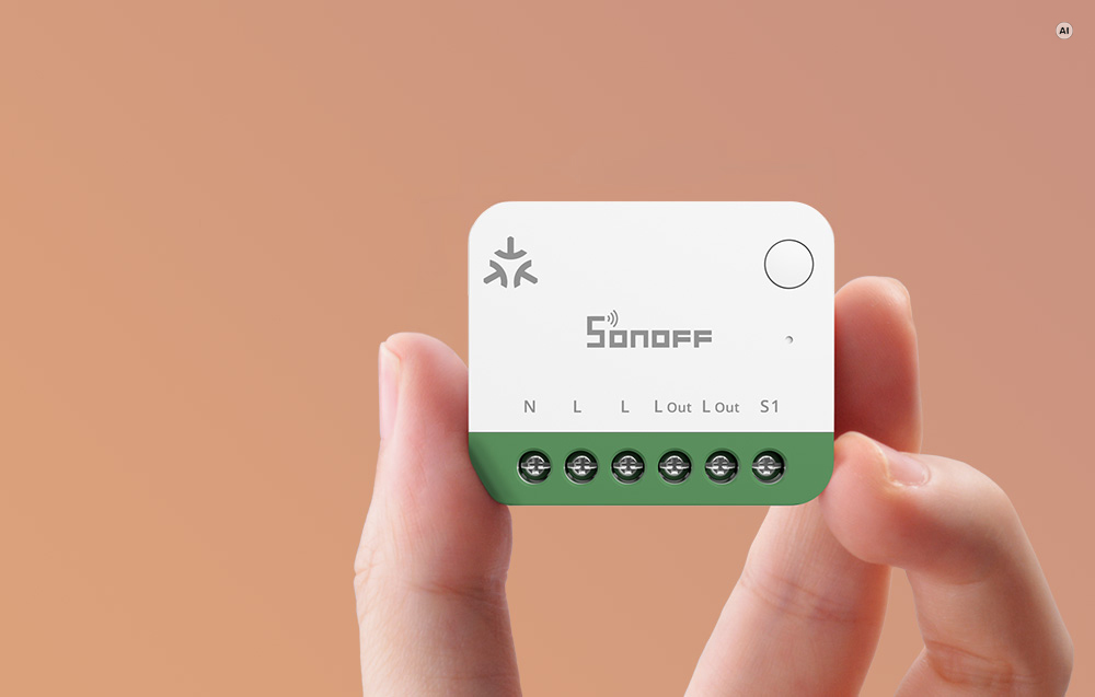 Išmanusis Jungiklis - SONOFF MINI-1GSP Wi‑Fi Matter Balta/Žalia aprašymas - Prekės nuotrauka
