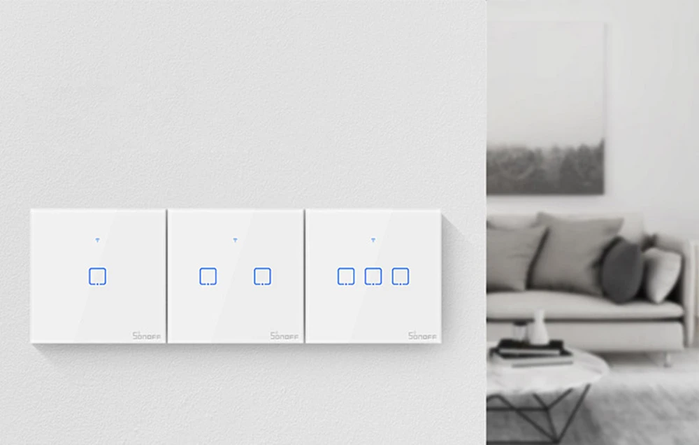 Smart Switch WiFi + RF 433 Sonoff T2 EU TX (3 kanalų) atnaujintas aprašymas - Prekės nuotrauka Smart Switch WiFi + RF 433 Sonoff T2 EU TX (3 kanalų) atnaujintas aprašymas - Prekės nuotrauka