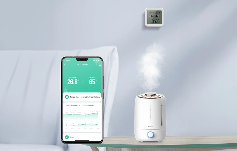 Drėkintuvas Išmanusis temperatūros ir drėgmės jutiklis Wi-Fi Gosund S6 (LCD ekranas, apšvietimas) aprašymas - Prekės nuotrauka Drėkintuvas Išmanusis temperatūros ir drėgmės jutiklis Wi-Fi Gosund S6 (LCD ekranas, apšvietimas) aprašymas - Prekės nuotrauka