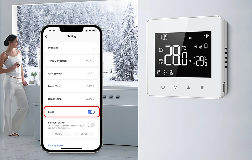 Išmanusis termostatas Avatto WT198 WiFi TUYA aprašymas - Prekės nuotrauka Išmanusis termostatas Avatto WT198 WiFi TUYA aprašymas - Prekės nuotrauka