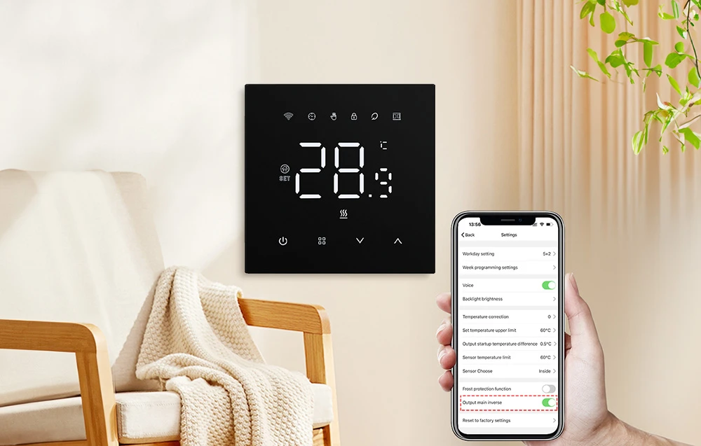 Išmanusis termostatas Avatto WT410-16A-B elektrinis šildymas 16A WiFi aprašymas - Prekės nuotrauka
