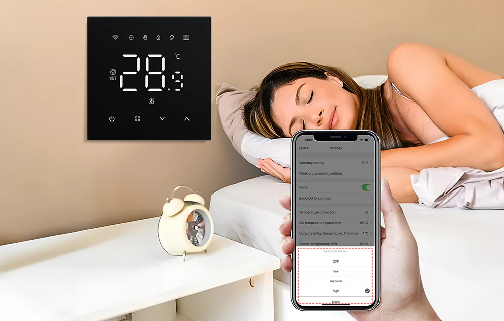 Išmanusis termostatas Avatto WT410-16A-B elektrinis šildymas 16A WiFi aprašymas - Prekės nuotrauka