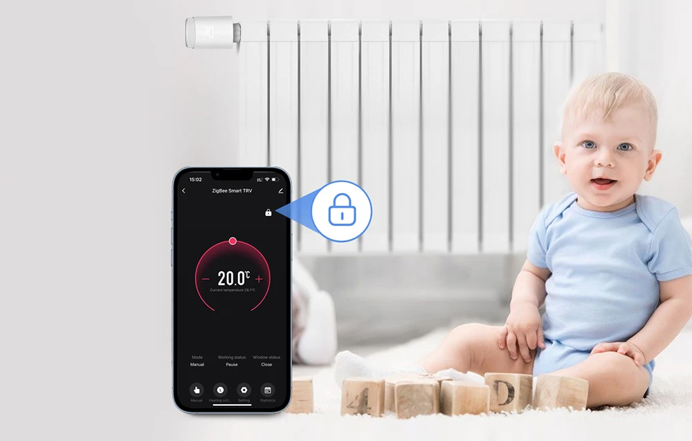 Išmanusis termostato radiatoriaus vožtuvas Avatto TRV10 Zigbee Tuya aprašymas - Prekės nuotrauka
