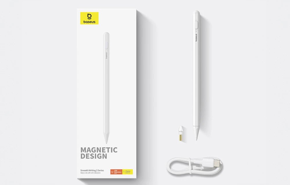 Smooth Writing 2 Baseus Stylus Lite su LED indikatoriumi Balta aprašymas - Prekės nuotrauka