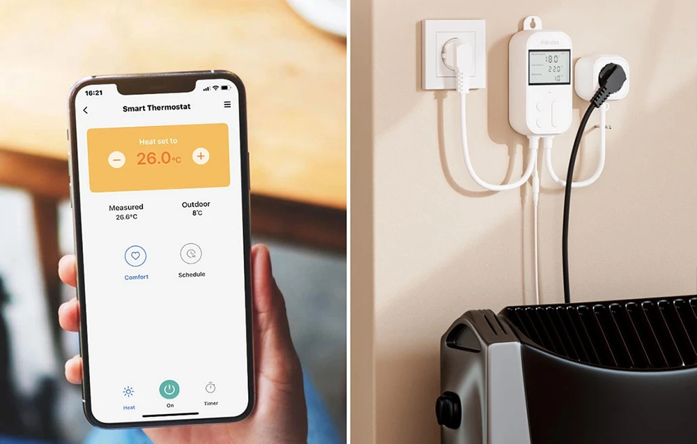Meross MTS960HK išmanus Wifi termostatas šildymui/ šaldymui aprašymas - Prekės nuotrauka Meross MTS960HK išmanus Wifi termostatas šildymui/ šaldymui aprašymas - Prekės nuotrauka