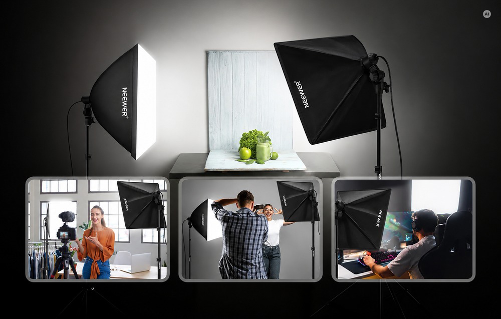 Neewer Softbox apšvietimo rinkinys 10102773 700 W 3 vnt. aprašymas - Prekės nuotrauka
