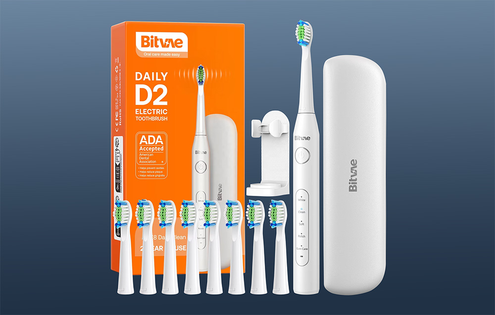 „Sonic“ dantų šepetėlis su antgaliais, skirtas kelionei