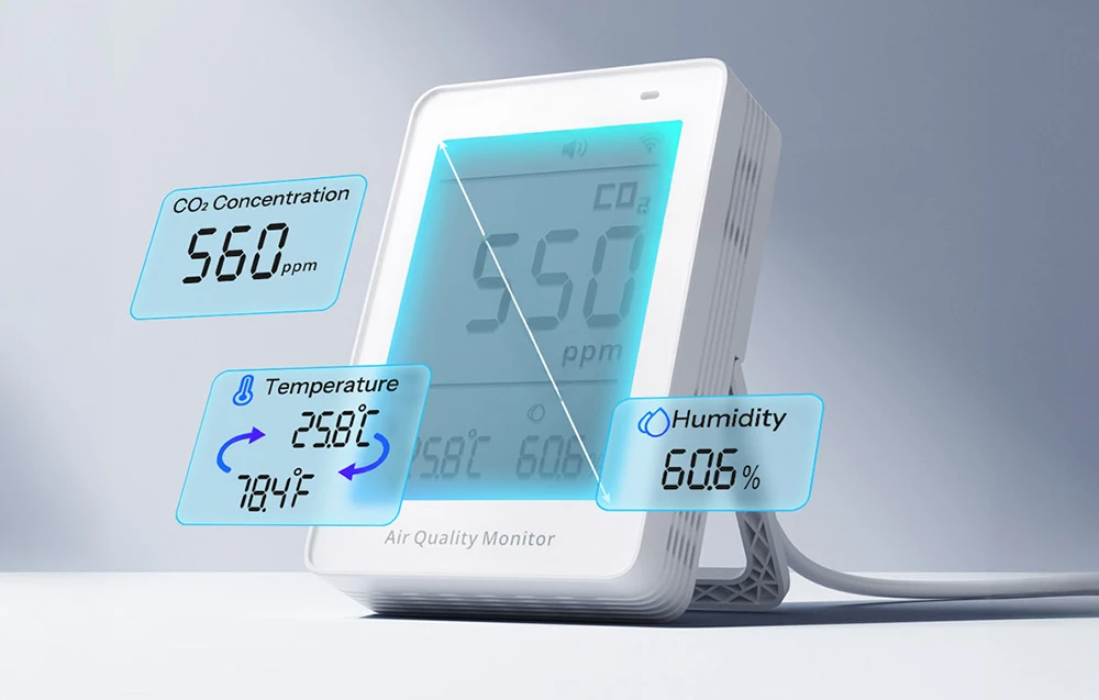 Sonoff AirGuard CO2 SAWF-08P Wifi temperatūros drėgmės ir CO2 sensorius, palaiko Matter aprašymas - Prekės nuotrauka Sonoff AirGuard CO2 SAWF-08P Wifi temperatūros drėgmės ir CO2 sensorius, palaiko Matter aprašymas - Prekės nuotrauka