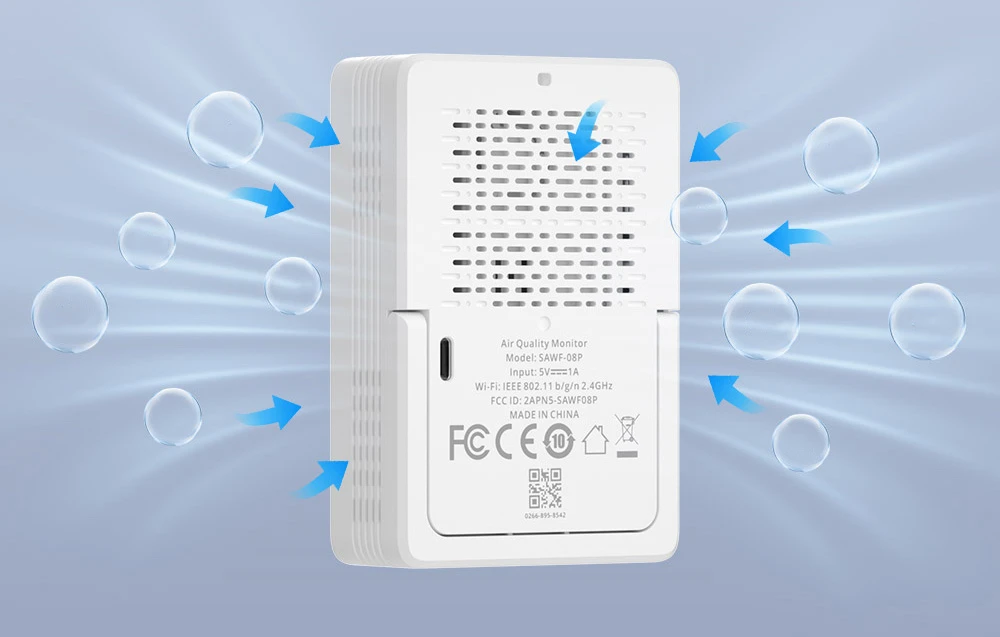 Sonoff AirGuard CO2 SAWF-08P Wifi temperatūros drėgmės ir CO2 sensorius, palaiko Matter aprašymas - Prekės nuotrauka Sonoff AirGuard CO2 SAWF-08P Wifi temperatūros drėgmės ir CO2 sensorius, palaiko Matter aprašymas - Prekės nuotrauka