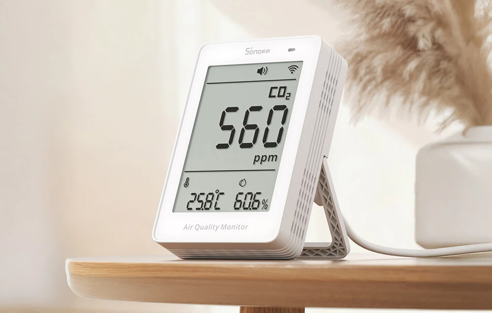 Sonoff AirGuard CO2 SAWF-08P Wifi temperatūros drėgmės ir CO2 sensorius, palaiko Matter aprašymas - Prekės nuotrauka Sonoff AirGuard CO2 SAWF-08P Wifi temperatūros drėgmės ir CO2 sensorius, palaiko Matter aprašymas - Prekės nuotrauka