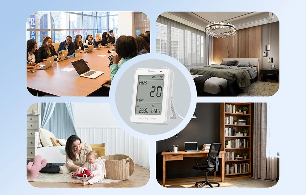 Drėkintuvas Sonoff AirGuard PM2.5 Wi-Fi oro kokybės sensorius, palaiko Matter aprašymas - Prekės nuotrauka Drėkintuvas Sonoff AirGuard PM2.5 Wi-Fi oro kokybės sensorius, palaiko Matter aprašymas - Prekės nuotrauka