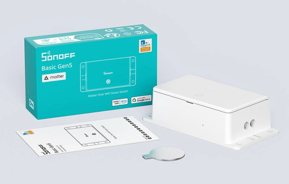 SONOFF Basic R5 Gen5 Wi-Fi Matter 10A Switch, 4-Pack aprašymas - Prekės nuotrauka