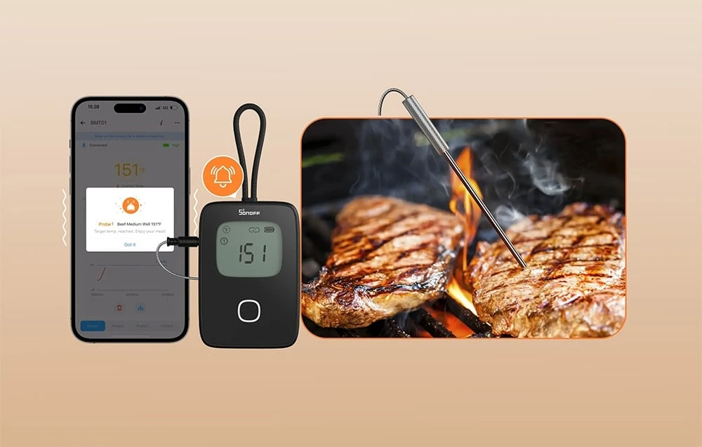 Sonoff BMT01 BBQ išmanusis Bluetooth termometras aprašymas - Prekės nuotrauka Sonoff BMT01 BBQ išmanusis Bluetooth termometras aprašymas - Prekės nuotrauka
