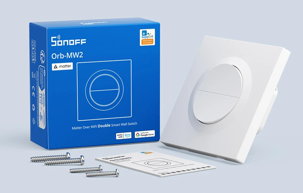 SONOFF MINI-2GS-E Matter dviejų kanalų sieninis jungiklis. aprašymas - Prekės nuotrauka SONOFF MINI-2GS-E Matter dviejų kanalų sieninis jungiklis. aprašymas - Prekės nuotrauka