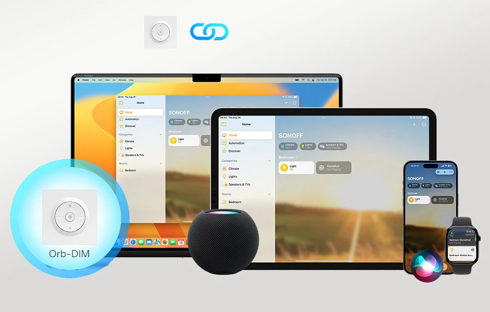 Sonoff Fusion serijos Orb-DIM 1 kanalo Matter over Wifi dimeris aprašymas - Prekės nuotrauka