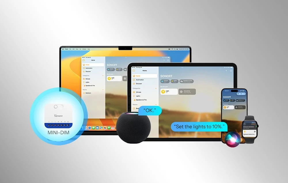 Sonoff Mini Extreme Dim išmanusis 1 kanalo Wi-Fi dimeris, Matter aprašymas - Prekės nuotrauka Sonoff Mini Extreme Dim išmanusis 1 kanalo Wi-Fi dimeris, Matter aprašymas - Prekės nuotrauka