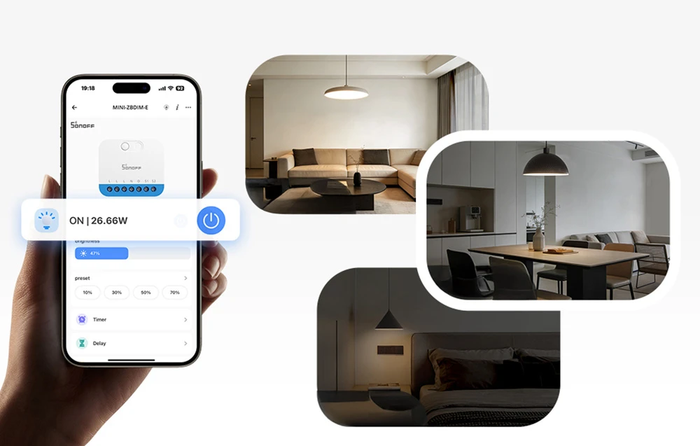 Sonoff Fusion serijos Orb-DIM 1 kanalo Zigbee šviesos reguliatorius (dimeris) aprašymas - Prekės nuotrauka