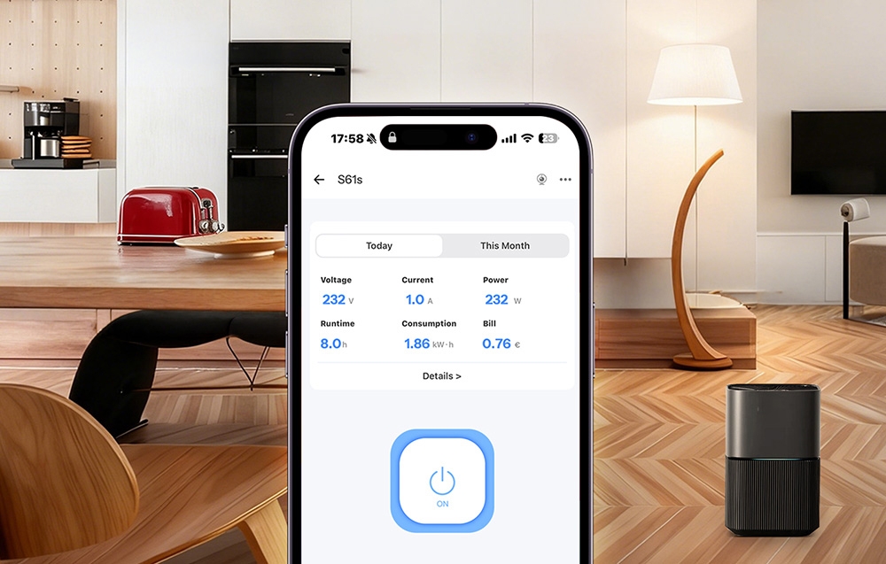 Sonoff S61 išmanusis Wi-Fi elektros kištukas su el. sąnaudų matavimu, Matter aprašymas - Prekės nuotrauka Sonoff S61 išmanusis Wi-Fi elektros kištukas su el. sąnaudų matavimu, Matter aprašymas - Prekės nuotrauka