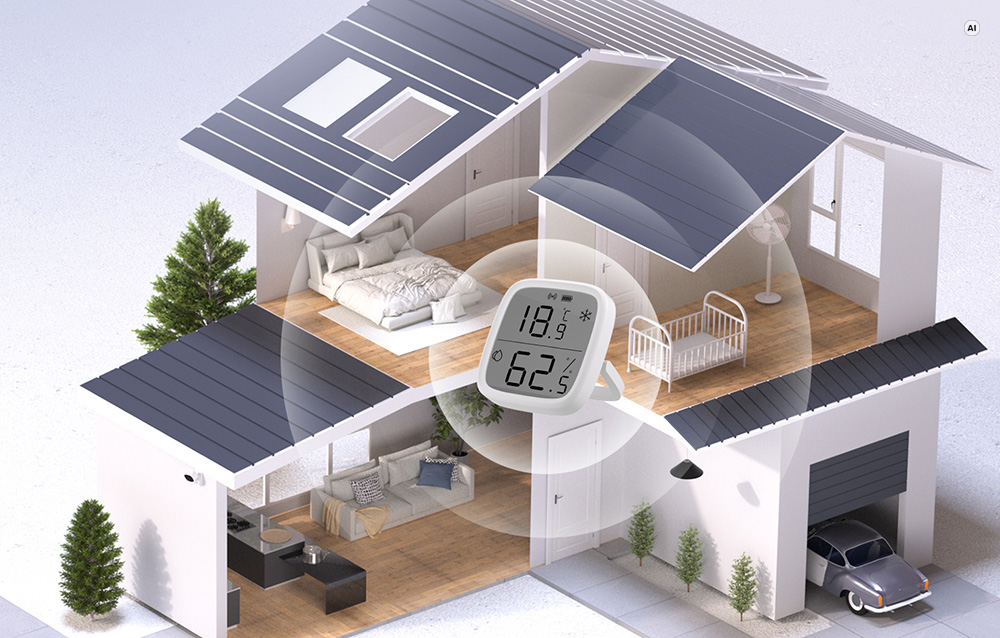 temperatūros jutiklis i wilgotności SONOFF ZigBee SNZB-02D 4Pack aprašymas - Prekės nuotrauka