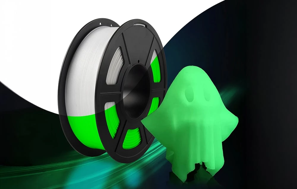 Sunlu PLA Glow-in-the-Dark Filament (Baltas and Žalias) aprašymas - Prekės nuotrauka