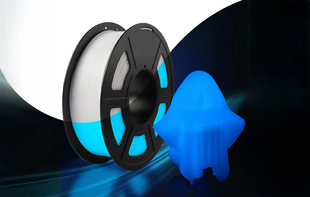 Sunlu PLA Glow-in-the-Dark Filament (Baltas and Mėlyna) aprašymas - Prekės nuotrauka