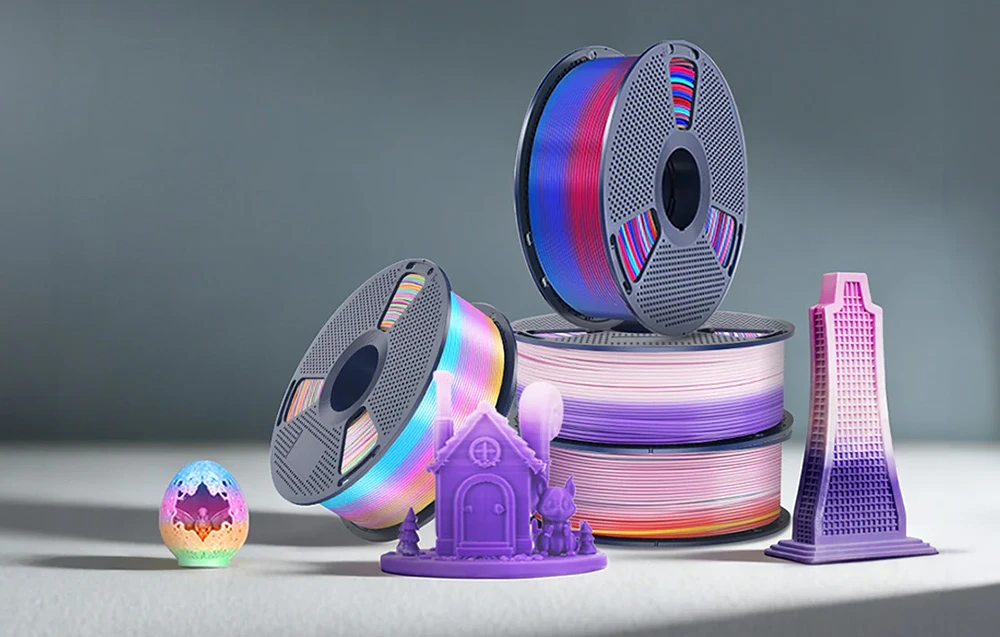 Sunlu PLA+ Silk Filament (Rainbow 01) aprašymas - Prekės nuotrauka