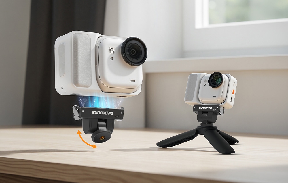 Sunnylife 1/4" Quick-Connect Adapteris with 180° Rotation for Insta360 GO Ultra aprašymas - Prekės nuotrauka