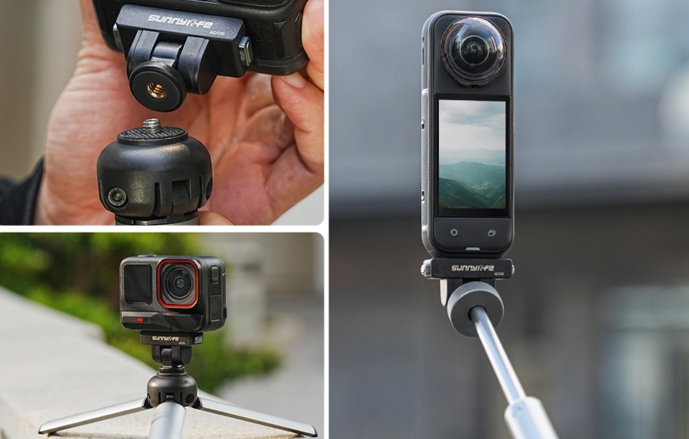 Sunnylife 1/4" Quick-Release Adapteris with 180° Rotation for Insta360 X4 Air / X5 / Ace Pro 2 / 1 / Ace aprašymas - Prekės nuotrauka